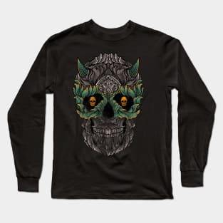 Distressed Floral Skull Long Sleeve T-Shirt